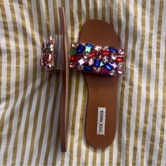 Steve Madden multi colored gem stone slides size 9 - Picture 4 of 7